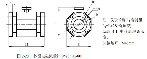 小流量電磁流量計(jì)外形尺寸圖二